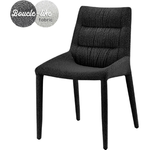 Kelsey Dining Chair in Channel Tufted Boucle Black Fabric (Set of 2)